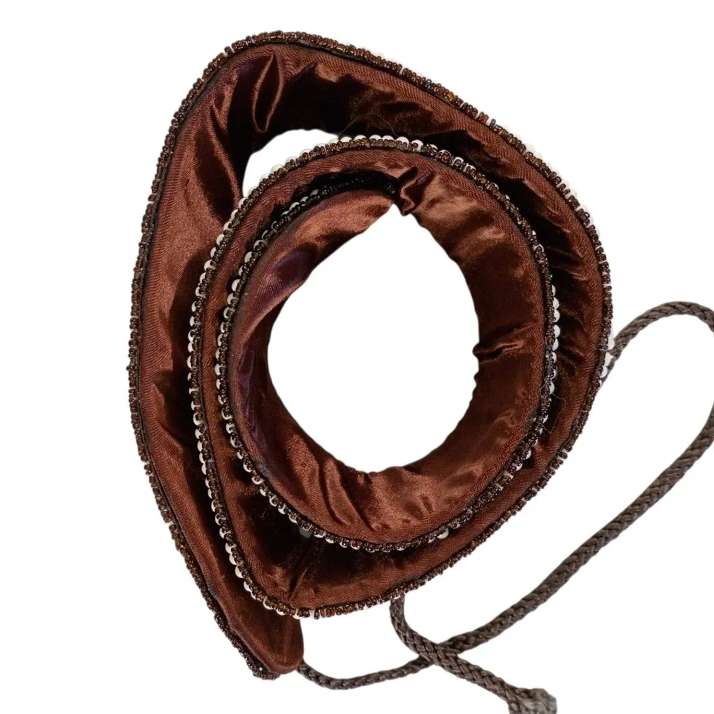 Womens Brown Beaded Floral Wide Waist Belt Boho Wood Seed Bead Tie Cinch 33 Inch